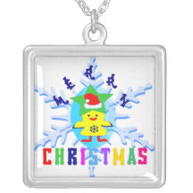 εїз✿♥Merry X-Mas ChickenSanta Silver Necklace♥✿εїз