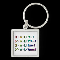 (」・ω・)」 Woooo！ (／・ω・)／ Nyaaaa！ keychains