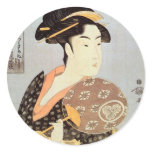 うちわを持つ女, 歌麿 Woman with The Round Fan, Utamaro Stickers