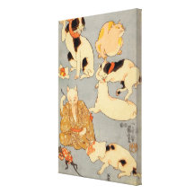 たとえ尽の内（下）, 国芳 Japanese Cats(3), Kuniyoshi, Ukiyo-e Stretched Canvas Prints