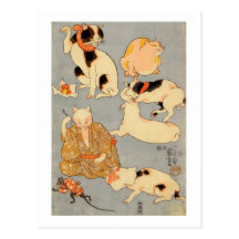 たとえ尽の内（下）, 国芳 Japanese Cats(3), Kuniyoshi, Ukiyo-e Postcard