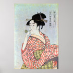 ガラスの笛を吹く女, 歌麿 Glass Whistling Woman, Utamaro Print