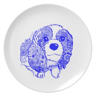 キャバリア・キング・チャールズ・スパニエル Cavalier King Charles Spanie Dinner Plates