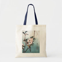 八重桜に鳥, 広重 Cherry Blossom & Bird, Hiroshige, Ukiyoe Canvas Bag