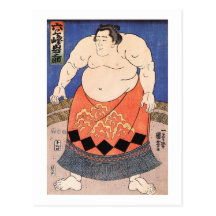 力士, 国芳 Sumo Wrestler, Kuniyoshi, Ukiyo-e Post Cards