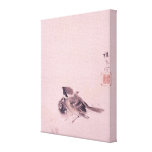 双雀, 栖鳳 Pair of The Sparrow, Seihō, Japanese Art Gallery Wrap Canvas