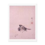 双雀, 栖鳳 Pair of The Sparrow, Seihō, Japanese Art Post Cards
