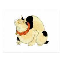 日本猫, 国芳 Japanese Cat, Kuniyoshi, Ukiyo-e Postcard