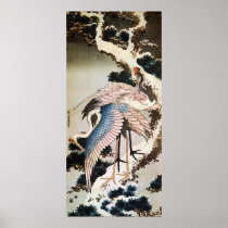 松に鶴, 北斎 Cranes on Pine Tree, Hokusai, Ukiyo-e