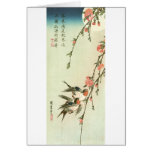 桃の花に燕, 広重 Peach Blossom and Swallow, Hiroshige Card