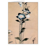 桔梗, 北斎 Chinese bellflower, Hokusai Ukiyo-e Cards