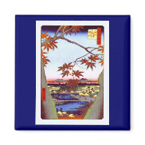 歌川広重 Maple Trees and Tekona Shrine, Hiroshige Magnets