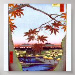 歌川広重 Maple Trees and Tekona Shrine, Hiroshige posters