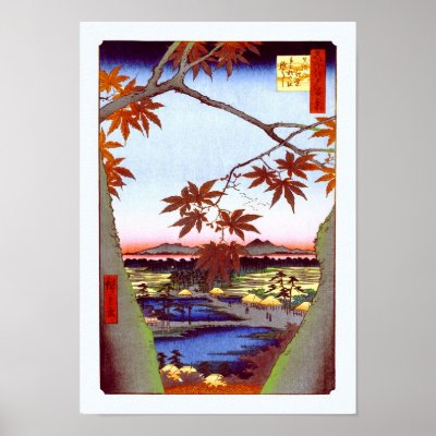 歌川広重 Maple Trees and Tekona Shrine, Hiroshige Posters by masterpiecesofart