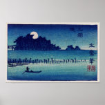 歌川広重  Moonlight Night, Utagawa Hiroshige posters