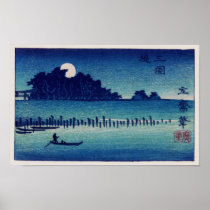 歌川広重  Moonlight Night, Utagawa Hiroshige Poster