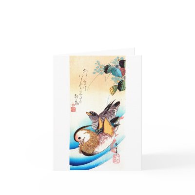 歌川広重 Oshidori (Mandarin Ducks), Hiroshige Greeting Card by masterpiecesofart