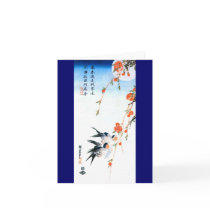 歌川広重 Swallows and Peach Blossoms, Hiroshige Greeting Cards