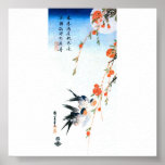 歌川広重 Swallows and Peach Blossoms, Hiroshige posters