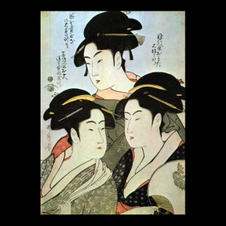 江戸の三美人, 歌麿 Three beautiful women of Edo, Utamaro Print