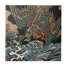海龍, 国芳, Sea Dragon, Kuniyoshi, Ukiyo-e Tiles