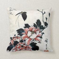 牡丹に蝶, 広重 Peonies and Butterfly, Hiroshige, Ukiyo-e Throw Pillows