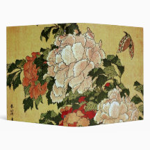 牡丹に蝶 Peonies Butterfly 葛飾北斎 Katsushika Hokusai Vinyl Binder
