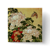 牡丹に蝶 Peonies Butterfly 葛飾北斎 Katsushika Hokusai Pins
