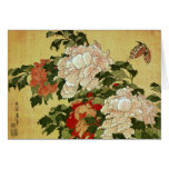 牡丹に蝶 Peonies Butterfly 葛飾北斎 Katsushika Hokusai Greeting Card