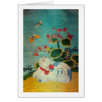 猫と蝶, 春信 Cat and Butterfly, Harunobu Card