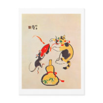 猫と鼠, 栖鳳 Cat and Mouse, Seihō, Japanese Art Postcards