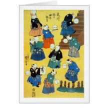猫の曲芸師, 国芳 Acrobat of the Cats, Kuniyoshi, Ukiyo-e Cards