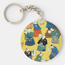 猫の曲芸師, 国芳 Acrobat of the Cats, Kuniyoshi, Ukiyo-e Key Chain