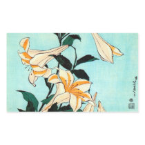 百合, 北斎 Lily, Hokusai, Ukiyo-e Rectangular Stickers