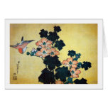 芙蓉に雀, 北斎 Hibiscus Mutabilis and Sparrow, Hokusai Greeting Cards