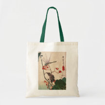 花にトンボ, 広重 Dragonfly and Flower, Hiroshige, Ukiyo-e Canvas Bag