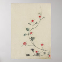 葛飾北斎 Small Red Blossoms On A Vine, Hokusai Posters