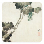 葡萄, 北斎 Grape, Hokusai Square Sticker