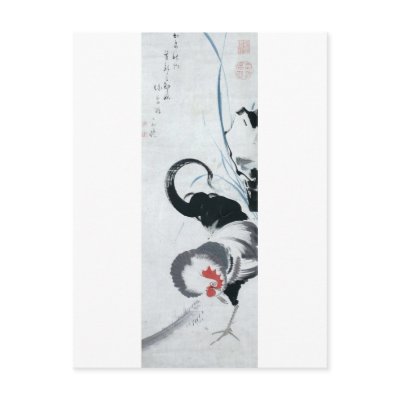 雄鶏図, 若冲 Rooster(detail), Jakuchu Post Cards by ukiyoemuseum