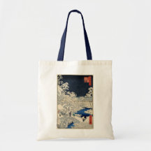 雪の太鼓橋, 広重 Snowy Drum bridge, Hiroshige, Ukiyo-e Tote Bags