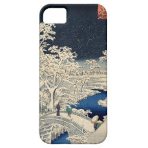 雪の太鼓橋, 広重 Snowy Drum bridge, Hiroshige, Ukiyo-e iPhone 5 Covers