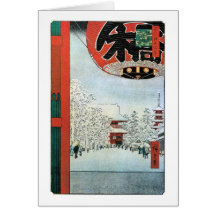 雪の浅草, 広重 Snow in Asakusa, Hiroshige Ukiyoe Card