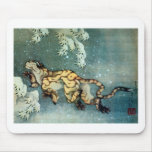 雪中虎図, 北斎 Tiger in the Snow, Hokusai Mousepads