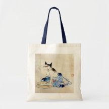 顔を洗う猫, 広重 Cat Face Wash, Hiroshige Canvas Bags