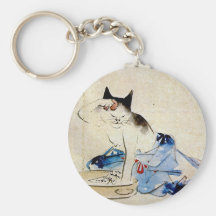 顔を洗う猫, 広重 Cat Face Wash, Hiroshige Keychains