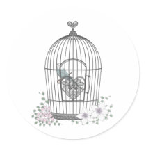 鳥かご ROUND STICKERS