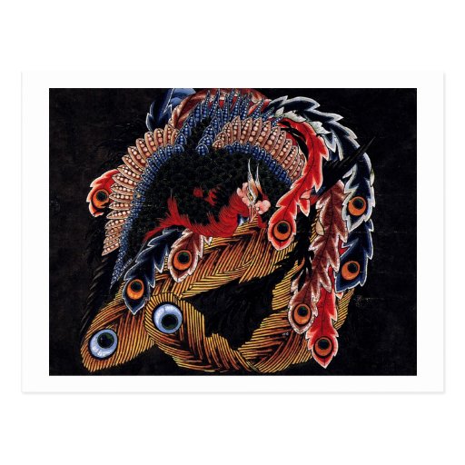 鳳凰図, 北斎 Chinese Phoenix, Hokusai, Art Postcards
