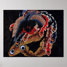 鳳凰図, 北斎 Chinese Phoenix, Hokusai, Art Print