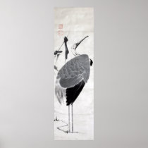 鶴図, 若冲  Crane, Jakuchu, Japan Art Poster