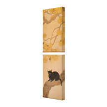 黒猫, 春草 Black Cat, Shunsō, Japanese Art Canvas Print